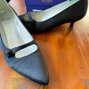 Stuart Weitzman size 9 Black Satin Heels